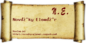 Nováky Elemér névjegykártya